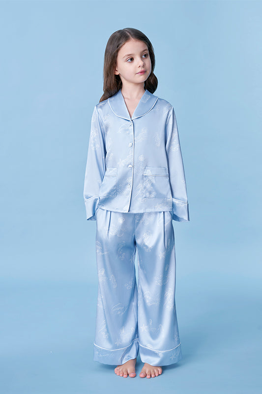 Ocean Blue桑蚕丝儿童家居服套装