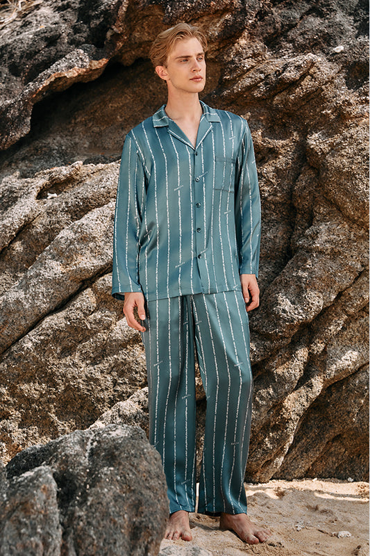 Ocean Stripe桑蚕丝男士家居服套装