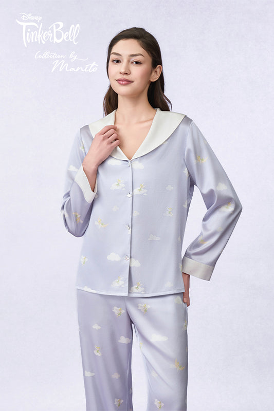 MANITO迪士尼奇妙仙子合作系列 Moonglade Dream女士桑蚕丝长袖睡衣套装