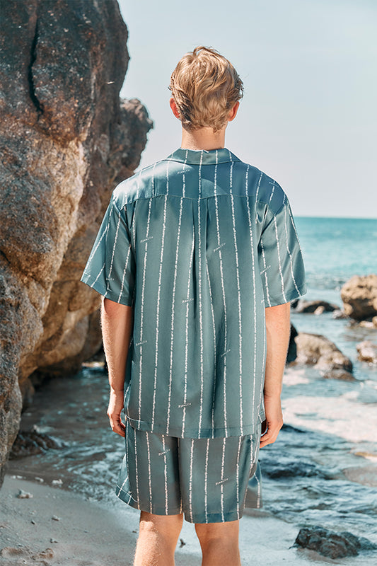 Ocean Stripe桑蚕丝男士短袖套装