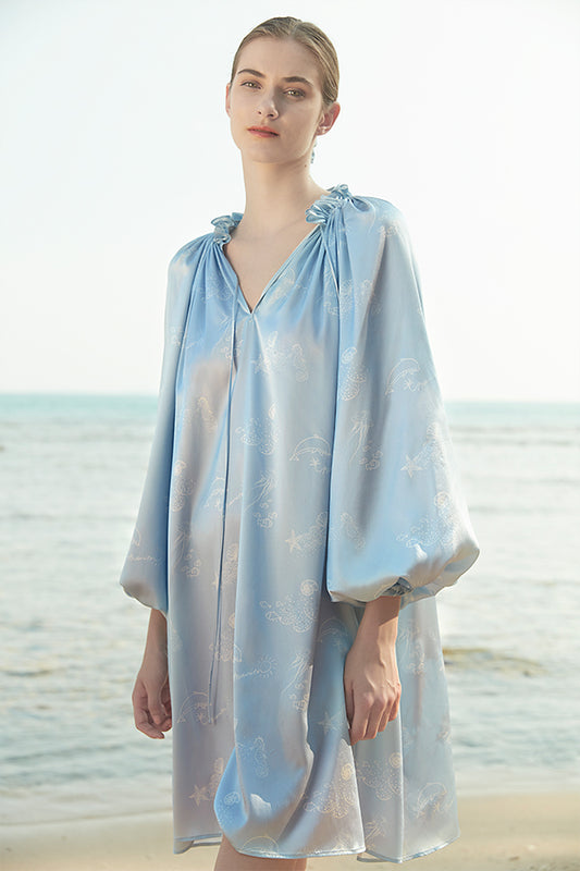 Ocean Blue 长袖连衣裙