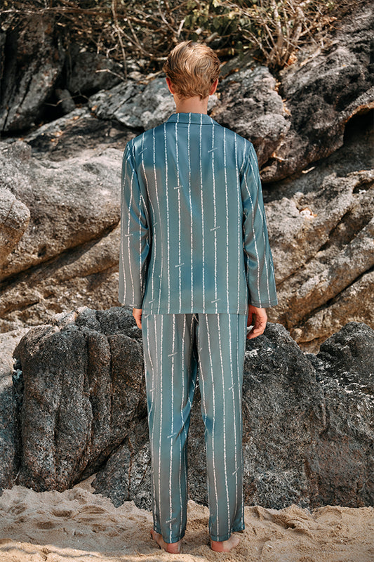 Ocean Stripe桑蚕丝男士家居服套装