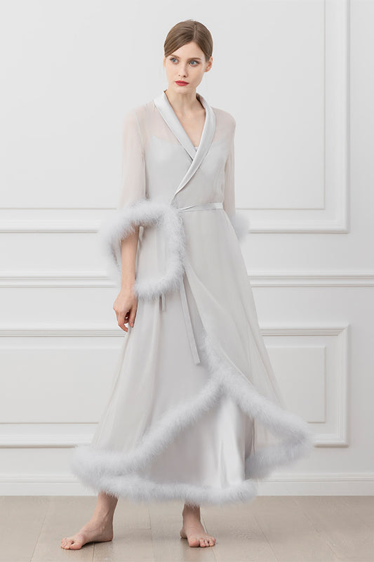 Diva 羽毛长睡袍