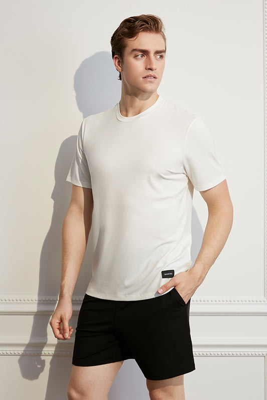 New Soft男士桑蚕丝莫代尔针织短袖T恤