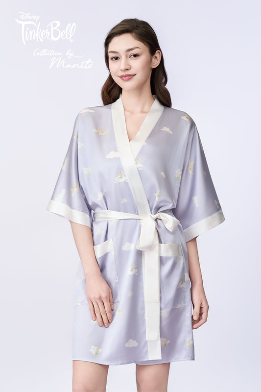 MANITO迪士尼奇妙仙子合作系列 Moonglade Dream女士桑蚕丝短睡袍