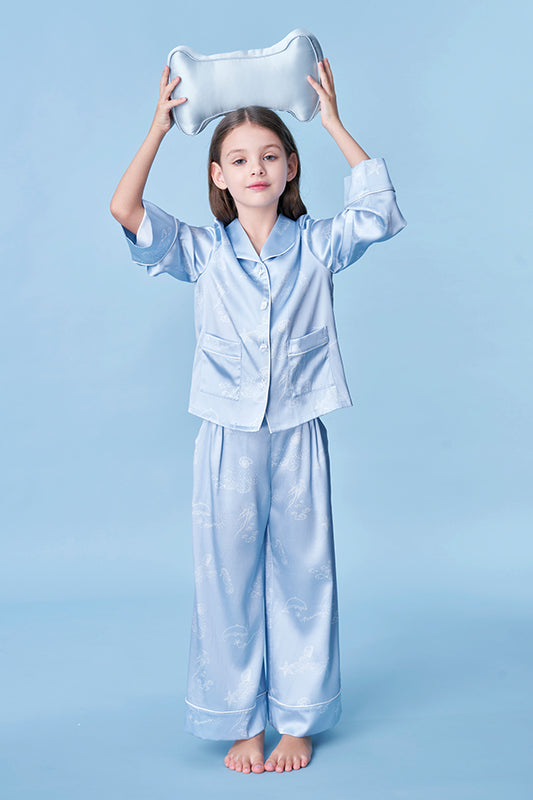 Ocean Blue桑蚕丝儿童家居服套装