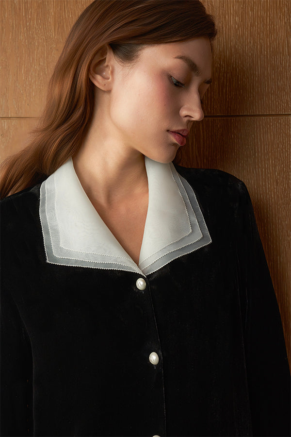 Poetic 女士纱领丝绒家居服套装
