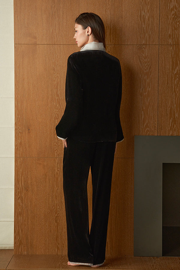 Poetic 女士纱领丝绒家居服套装