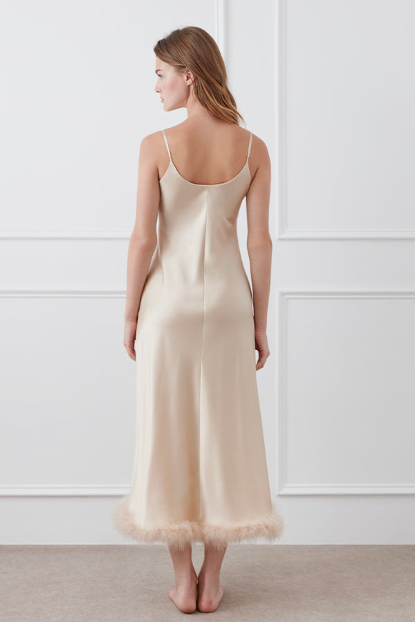 Diva 羽毛吊带长裙