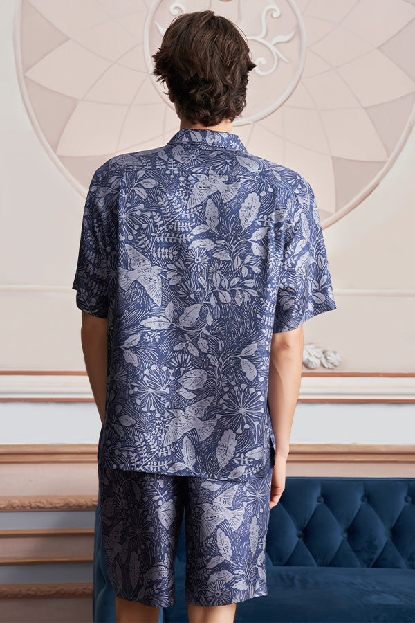 New Tropical丛林男士桑蚕丝短袖睡衣套装