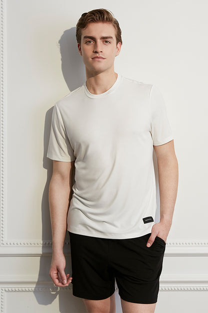 New Soft男士桑蚕丝莫代尔针织短袖T恤