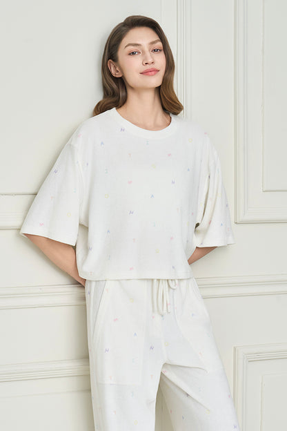 New Signature 女士针织圆领家居服套装