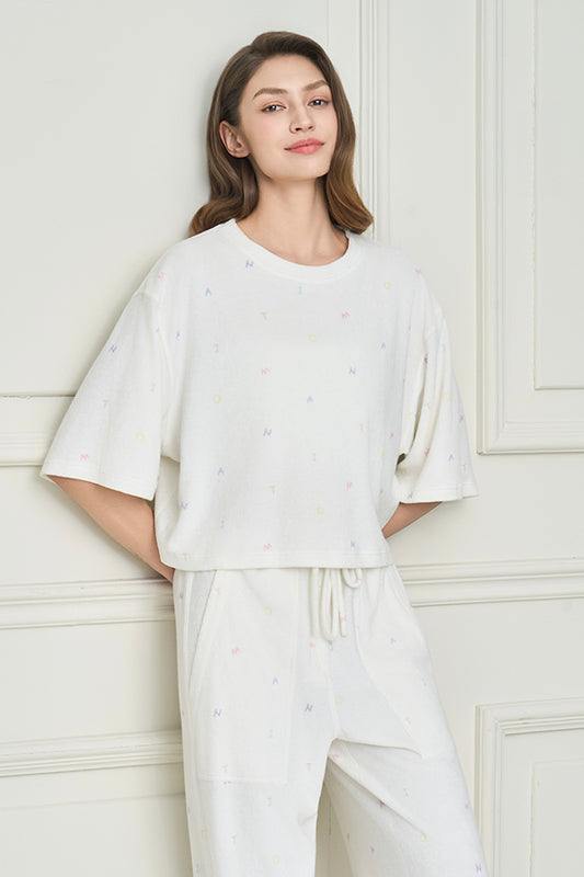 New Signature 女士针织圆领家居服套装