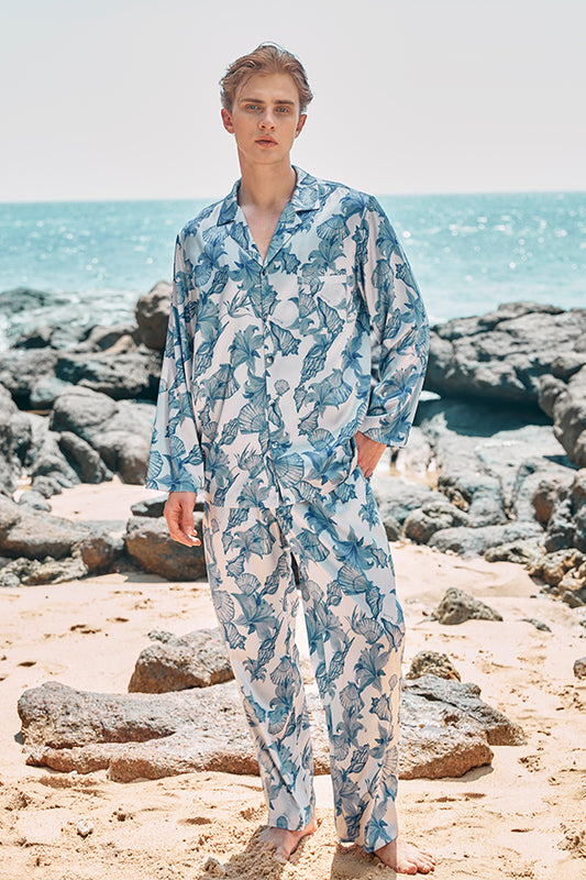 Ocean Blue桑蚕丝男士家居服套装