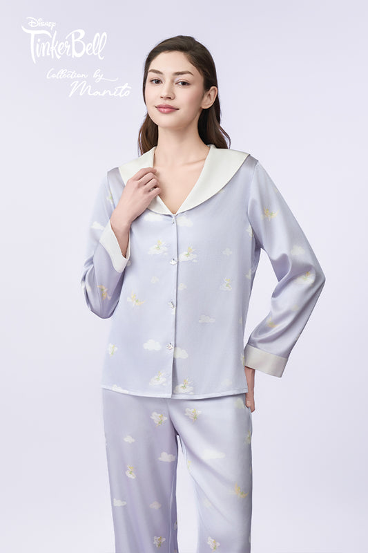 MANITO迪士尼奇妙仙子合作系列 Moonglade Dream女士桑蚕丝长袖睡衣套装