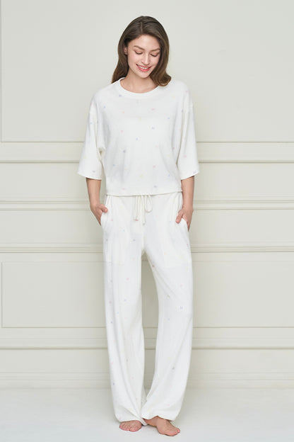 New Signature 女士针织圆领家居服套装