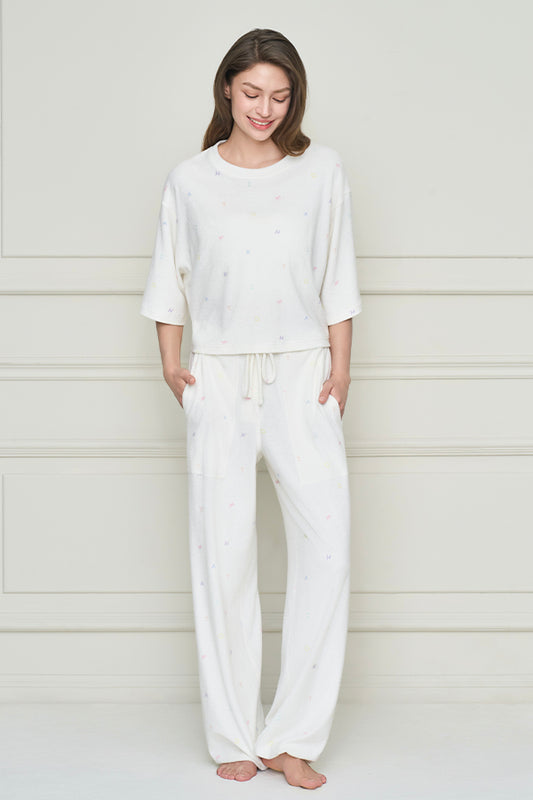 New Signature 女士针织圆领家居服套装