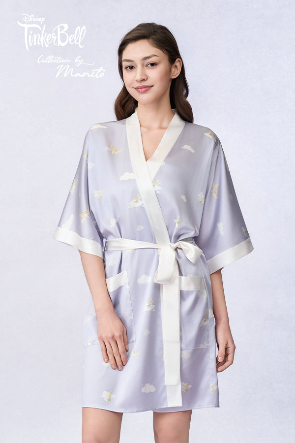 MANITO迪士尼奇妙仙子合作系列 Moonglade Dream女士桑蚕丝短睡袍