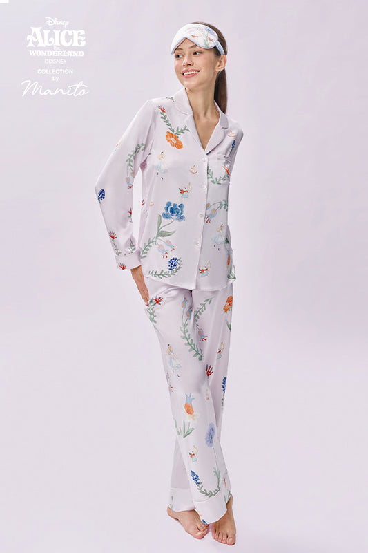 MANITO迪士尼爱丽丝合作系列 Fantasy Forest 桑蚕丝女士家居服套装