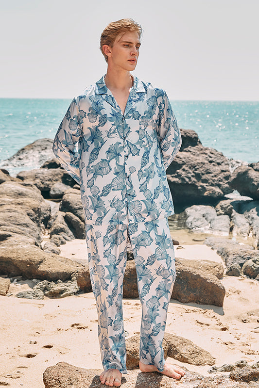 Ocean Blue桑蚕丝男士家居服套装