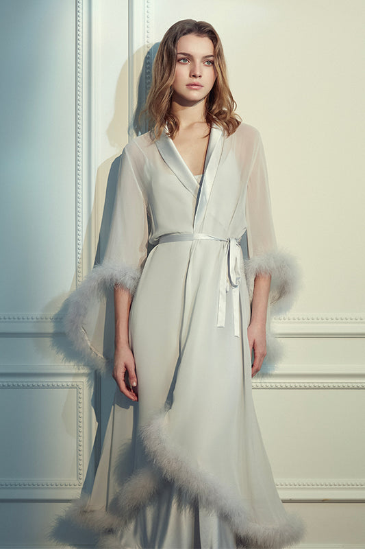 Diva 羽毛长睡袍