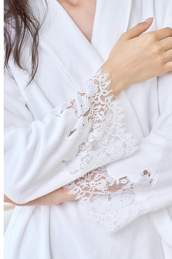 Silk Terry 女士蕾丝睡袍