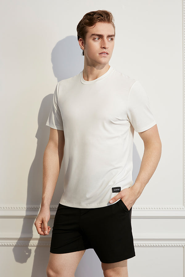 New Soft男士桑蚕丝莫代尔针织短袖T恤