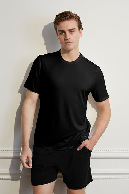 New Soft男士桑蚕丝莫代尔针织短袖T恤