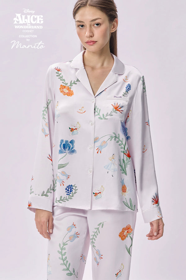 MANITO迪士尼爱丽丝合作系列 Fantasy Forest 桑蚕丝女士家居服套装