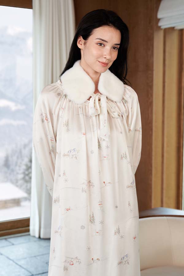 Snow Puppy 女士桑蚕丝睡裙