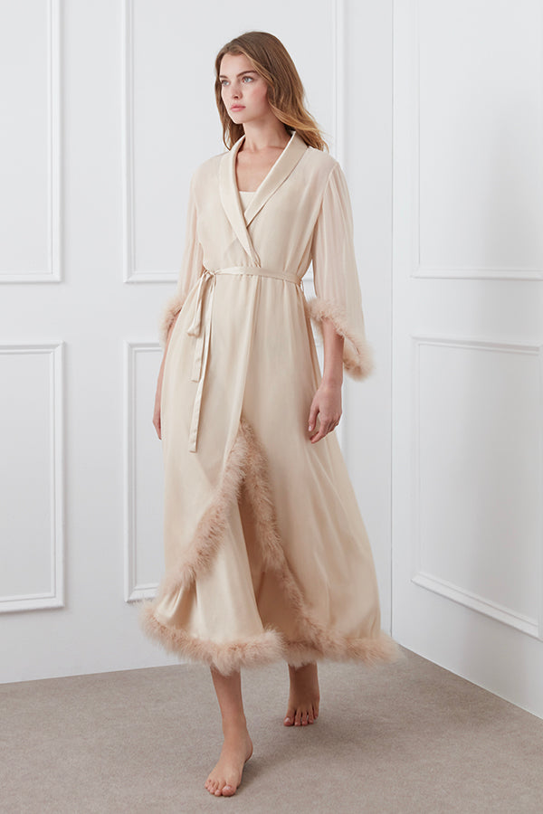 Diva 羽毛长睡袍