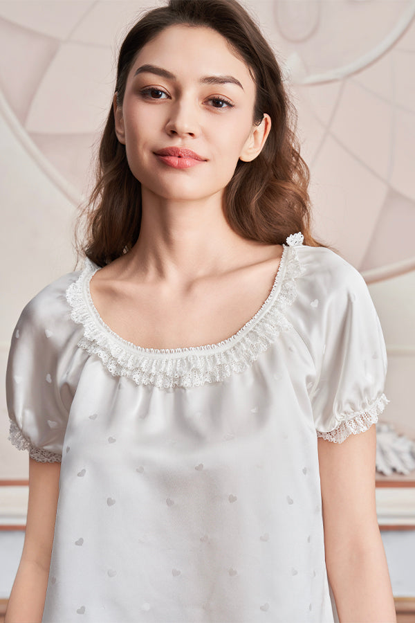 Sweetie 女士桑蚕丝短袖短裤睡衣套装