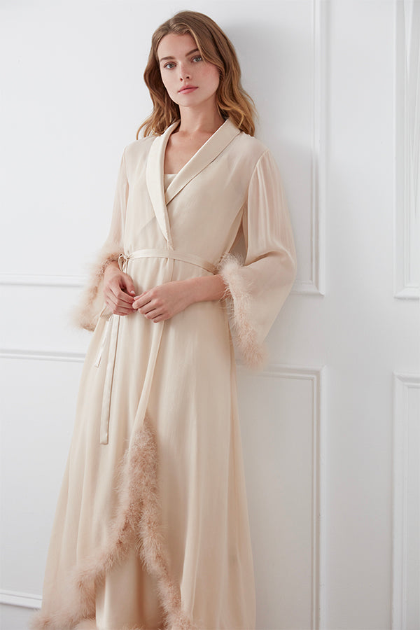 Diva 羽毛长睡袍