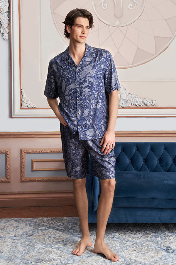 New Tropical丛林男士桑蚕丝短袖睡衣套装