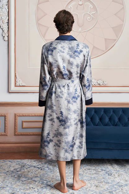 New Tropical树影男士桑蚕丝睡袍