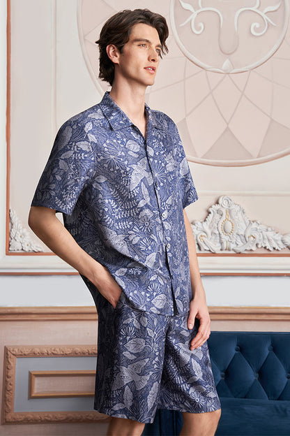 New Tropical丛林男士桑蚕丝短袖睡衣套装