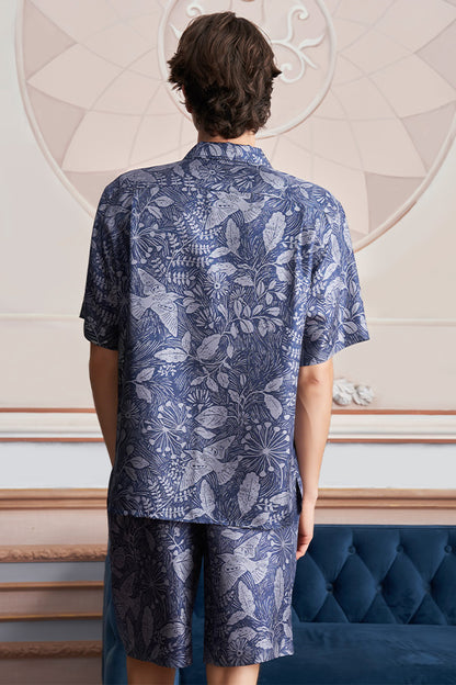 New Tropical丛林男士桑蚕丝短袖睡衣套装